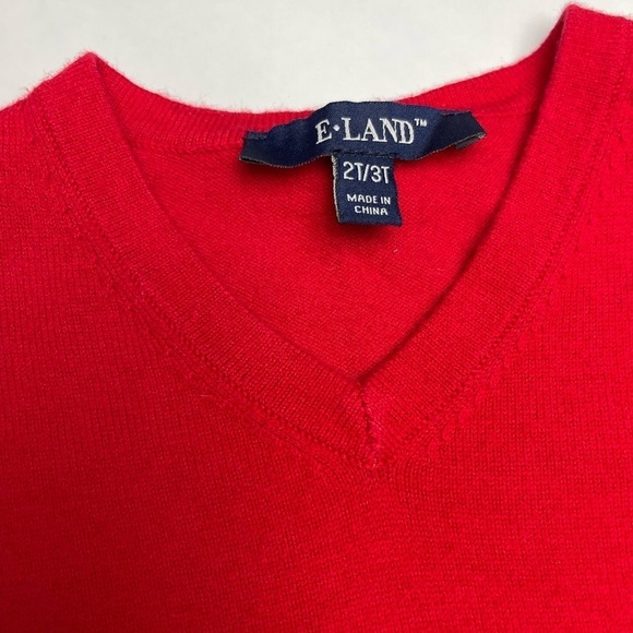 Eland (Pedal) Kids Red V Neck Sweater 2t/3t - Picture 6 of 7